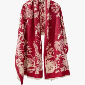 Luxe Burgundy Plaid Blanket Scarf – Oversized Winter Shawl Wrap for Women, Soft